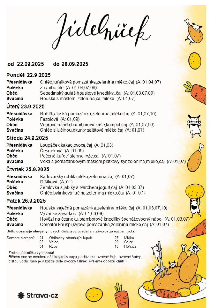 Jídelníček 220925