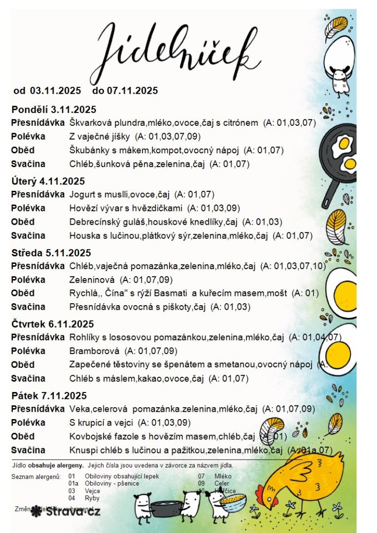 Jídelníček 031125