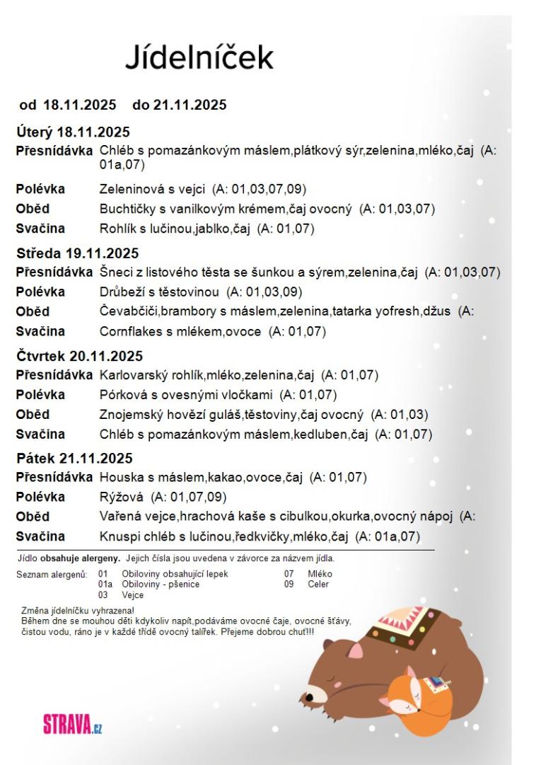 Jídelníček 181125