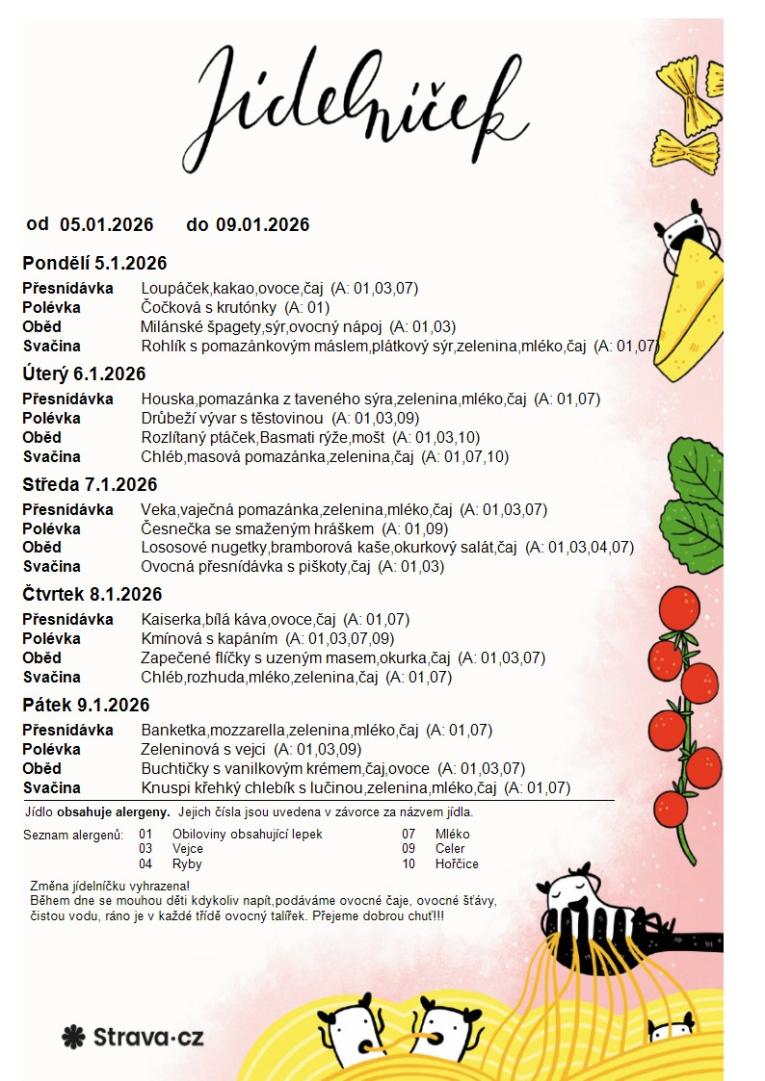 Jídelníček 050126