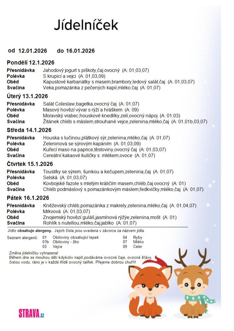 Jídelníček 120126